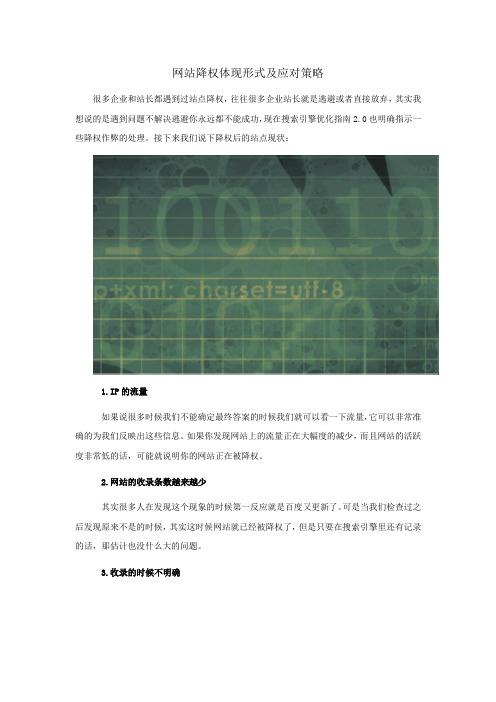 网站降权体现形式及应对策略