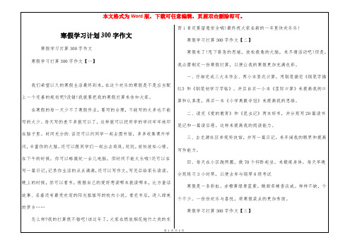 寒假学习计划300字作文