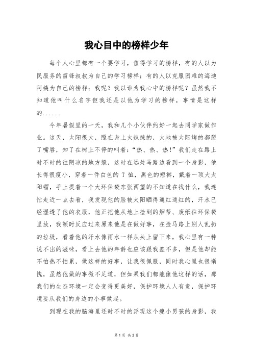 我心目中的榜样少年_五年级作文