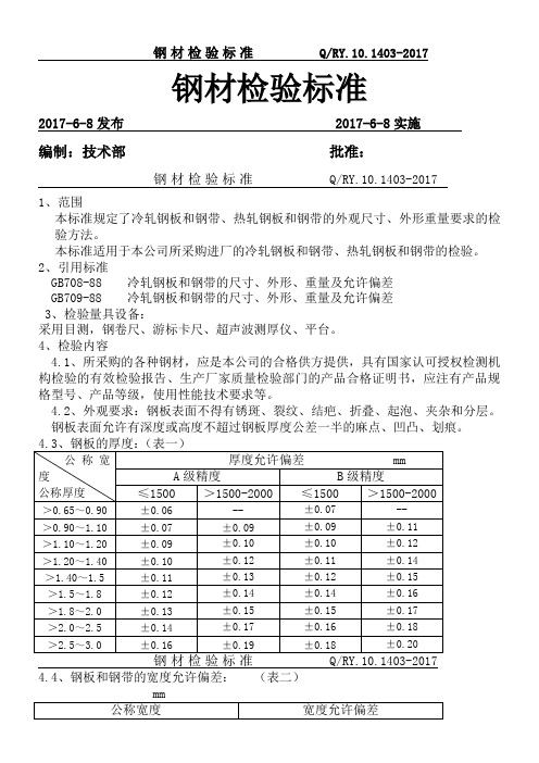 钢材检验标准