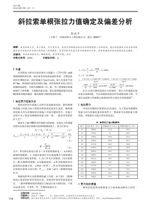 斜拉索单根张拉力值确定及偏差分析