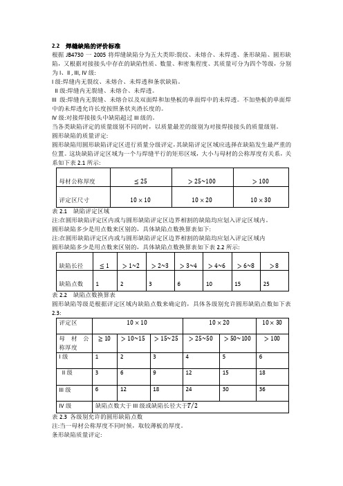 石油管道焊缝缺陷的等级评价