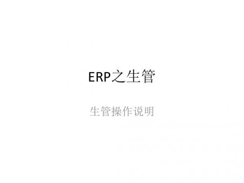 ERP之生管