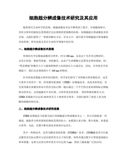 细胞超分辨成像技术研究及其应用