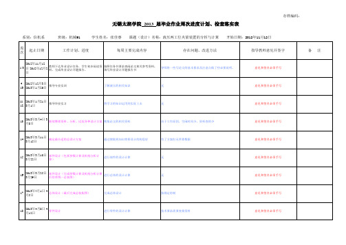 计划周记进度检查表