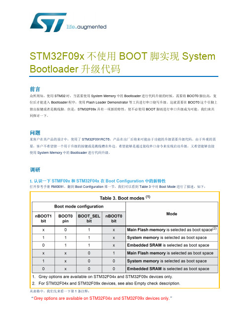 STM32F09x不使用BOOT脚实现System Bootloader升级代码