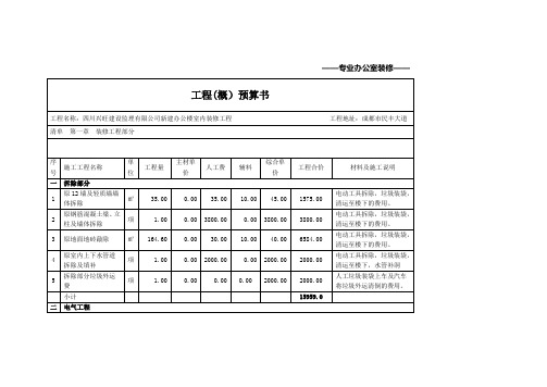 工装预算表