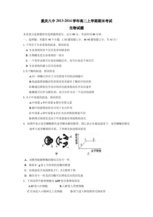 年上学期高二期末考试生物(附答案)