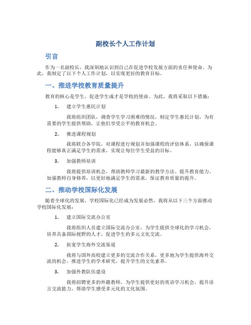 副校长个人工作计划