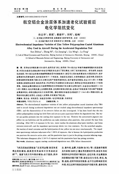 航空铝合金涂层体系加速老化试验前后电化学阻抗变化