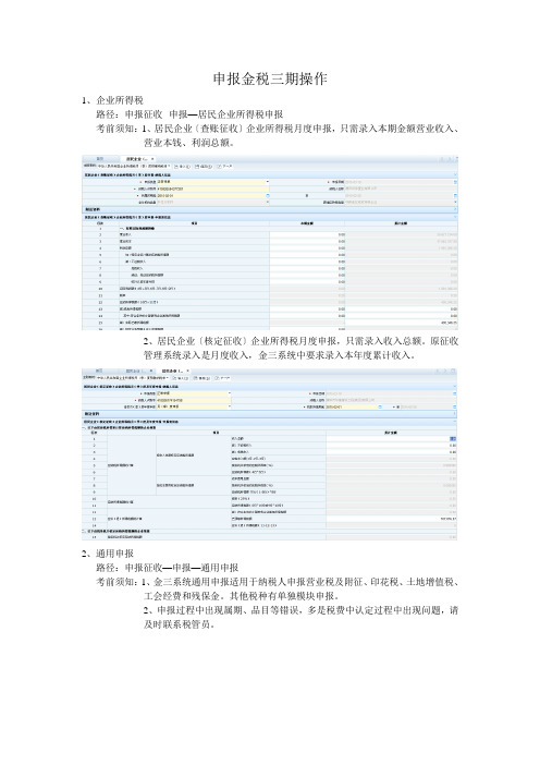 申报金税三期操作