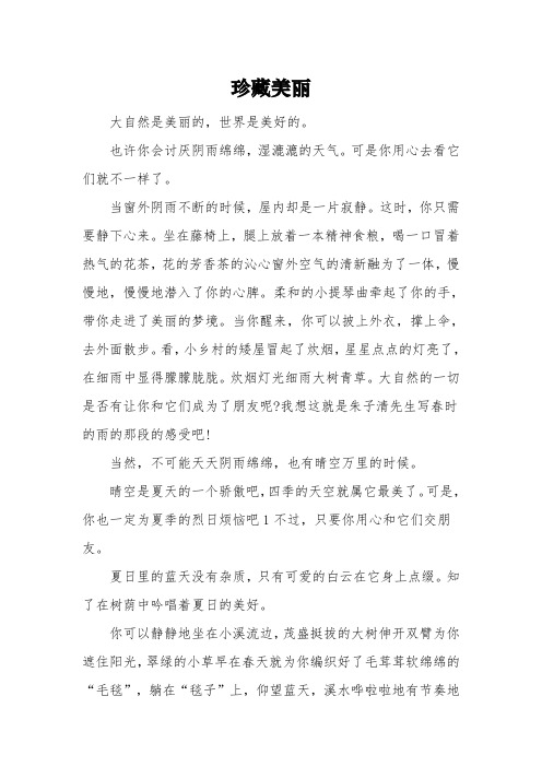 以《珍藏美丽》为题的高中作文600字5篇