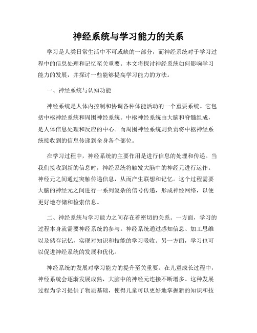 神经系统与学习能力的关系