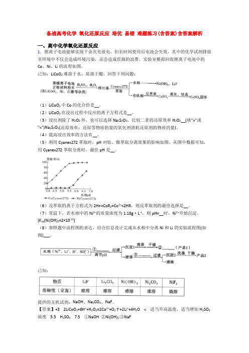 备战高考化学 氧化还原反应 培优 易错 难题练习(含答案)含答案解析