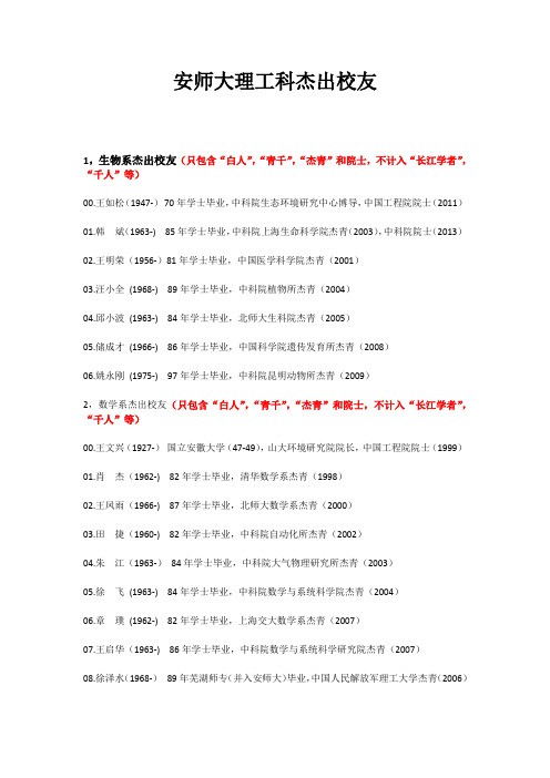 安师大理工科杰出校友