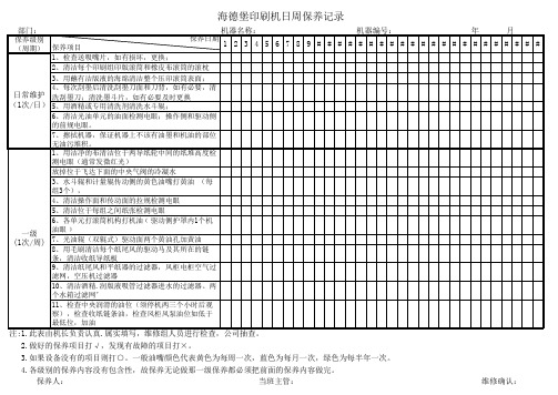 印刷设备保养记录