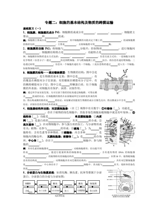 学业水平复习(专题二)细胞的基本结构及物质的跨膜运输