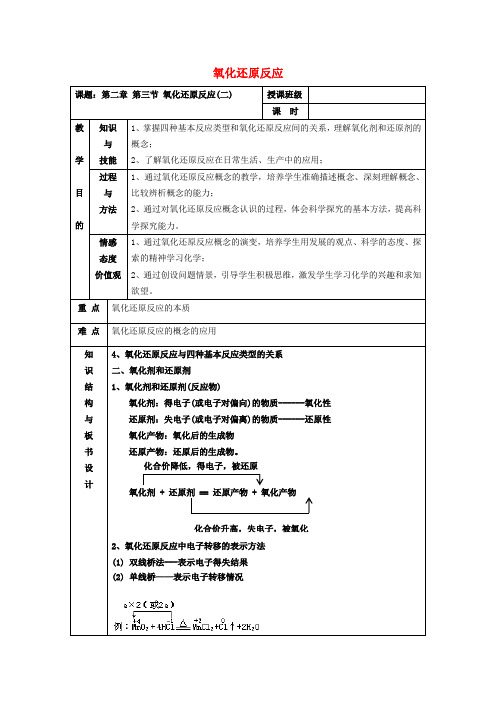 高中化学 2.3氧化还原反应(2)教案 新人教版必修1