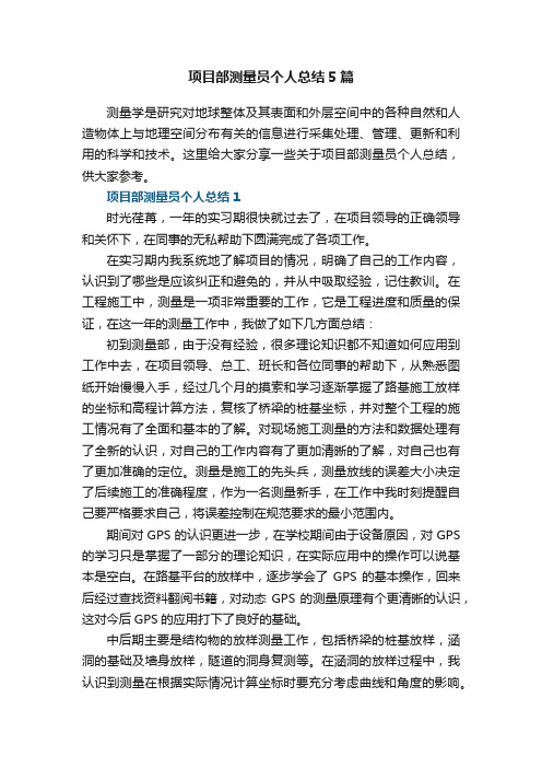 项目部测量员个人总结5篇