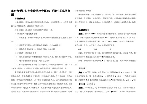 高一物理 力学专题提升5 平衡中的临界问题高一全册物理试题