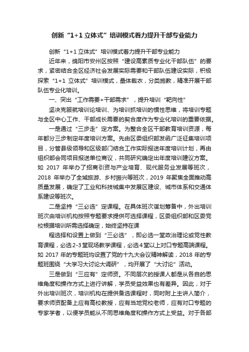 创新“1+1立体式”培训模式着力提升干部专业能力