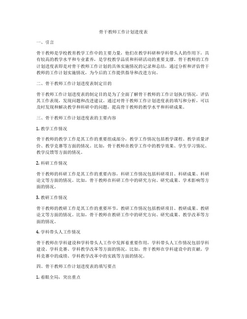 骨干教师工作计划进度表