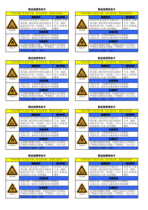 气体危害告知卡