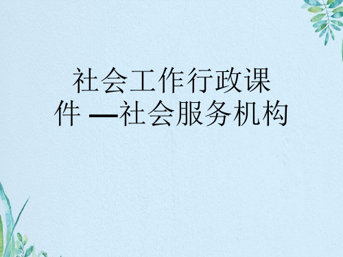 社会工作行政 —社会服务机构