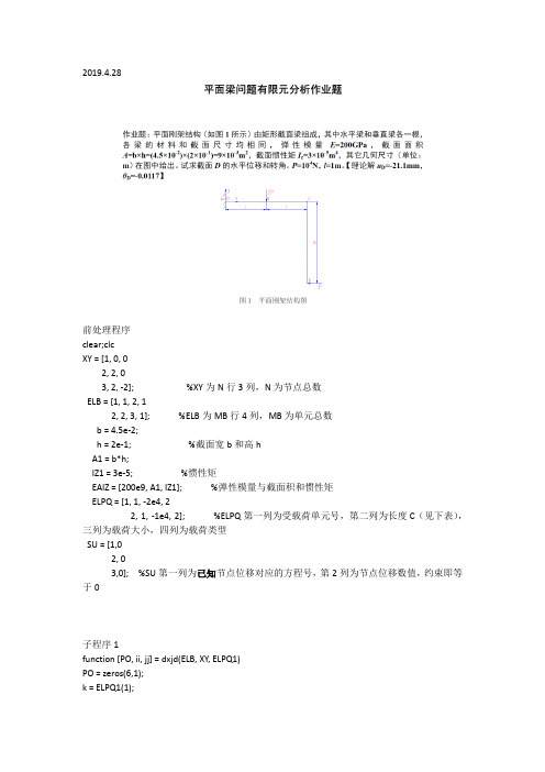 matlab编程平面梁问题有限元分析