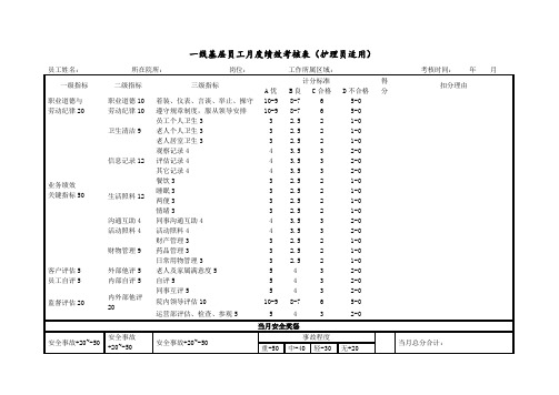 护理员绩效考核表