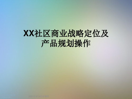 XX社区商业战略定位及产品规划操作