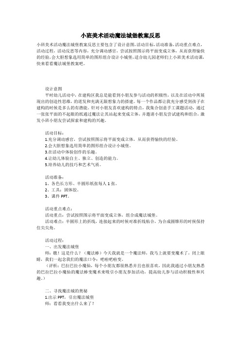 小班美术活动魔法城堡教案反思