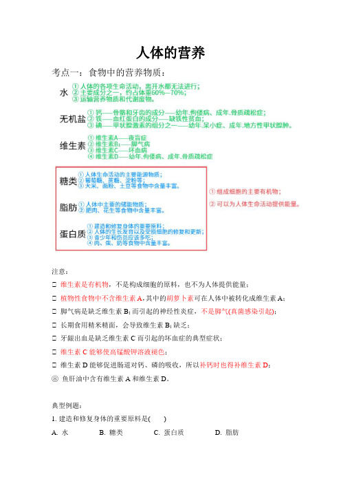 中考一轮复习：《人体的营养》导学案