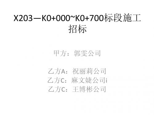 交通工程概预算学生大作业安排