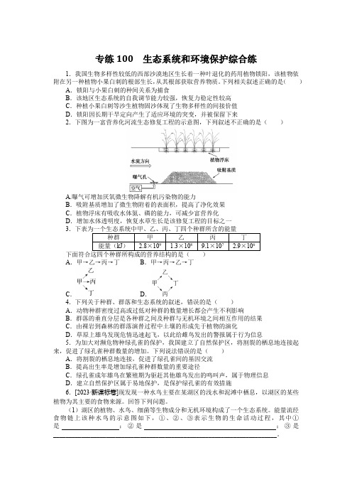 高考生物 复习练习试卷 专练100