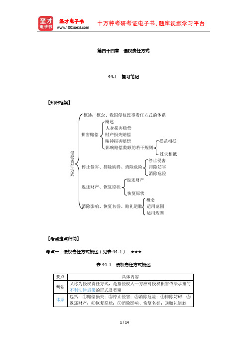 王利明《民法》(第7版)笔记和课后习题含考研真题详解(侵权责任方式)【圣才出品】