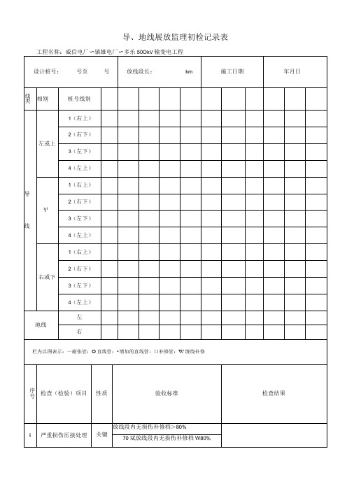 导地线展放监理初检记录表