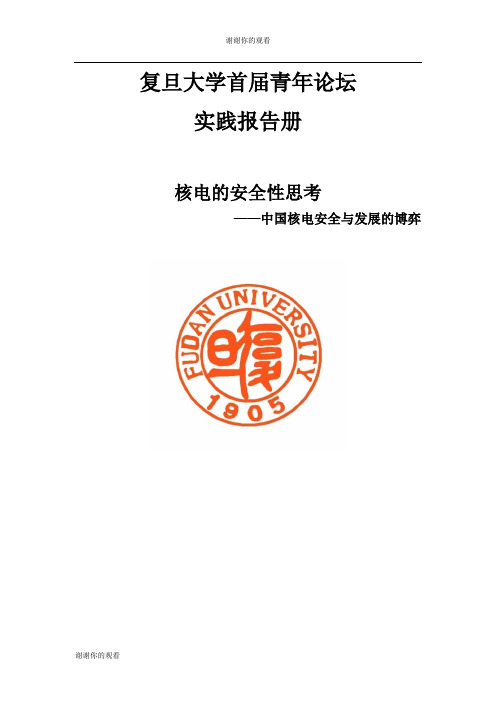 复旦大学首届青年论坛践报告册之核电的安全性思考.docx