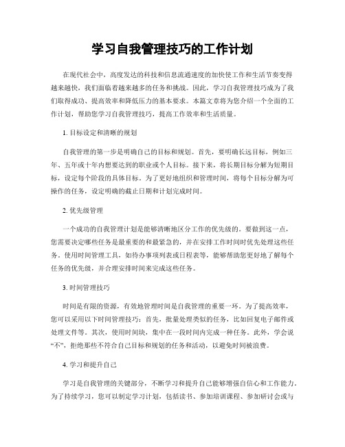 学习自我管理技巧的工作计划