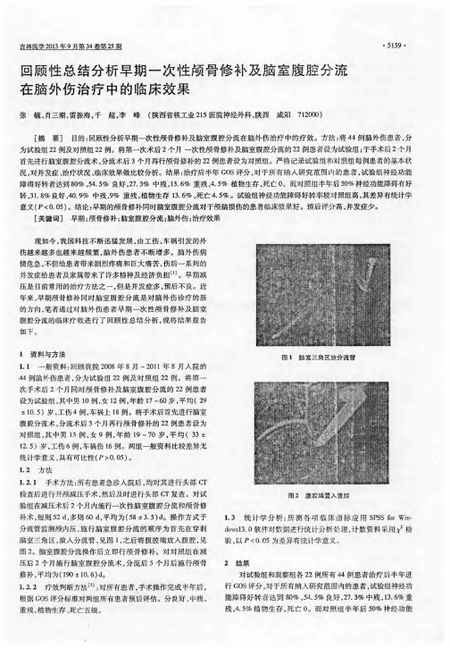 回顾性总结分析早期一次性颅骨修补及脑室腹腔分流在脑外伤治疗中的临床效果