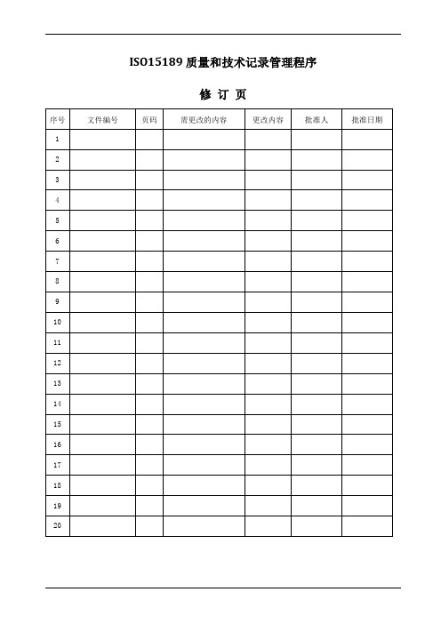 ISO15189质量和技术记录管理程序