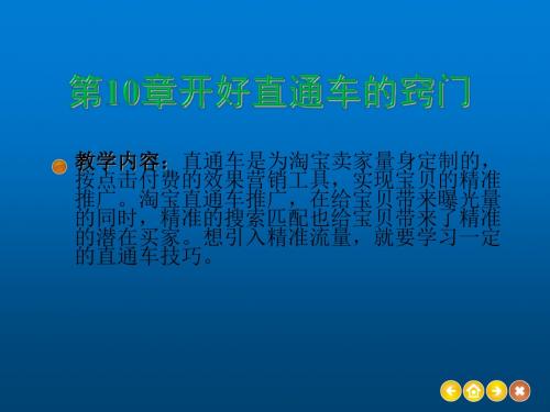 网店运营与推广第10章 开好直通车的窍门
