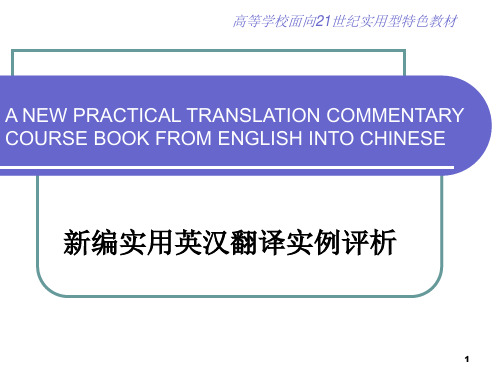 新编实用英汉翻译实例评析