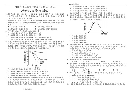 2017全国卷1高考理综试题和答案解析