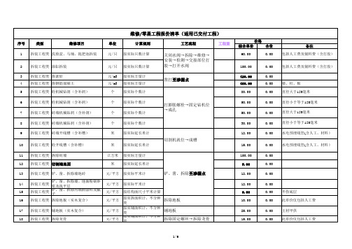 零星维修综合单价