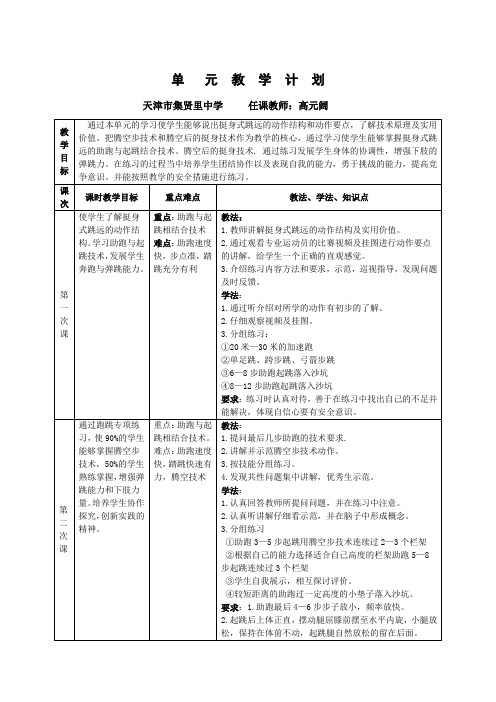 挺身式跳远单元计划