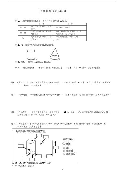 2019年苏教版六年级数学下册圆柱圆锥练习题及答案.docx