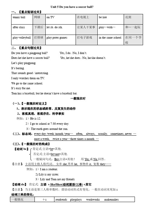 Unit5Doyouhaveasoccerball_重点语法归纳总结人教版七年级英语上册