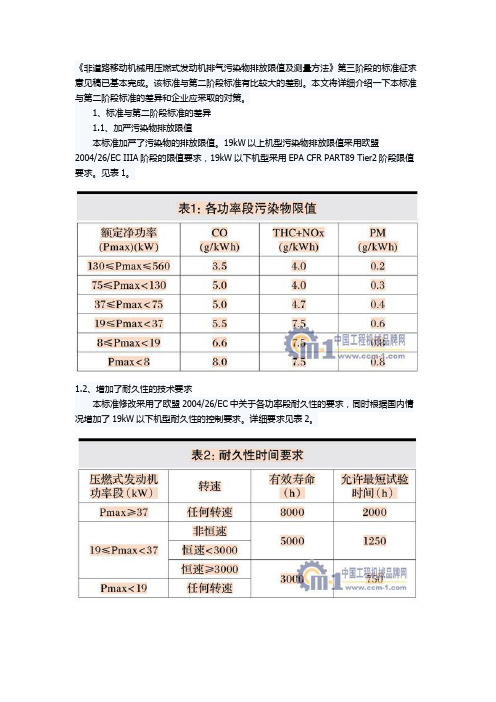 非道路第三阶段排放标准浅析及应对策略