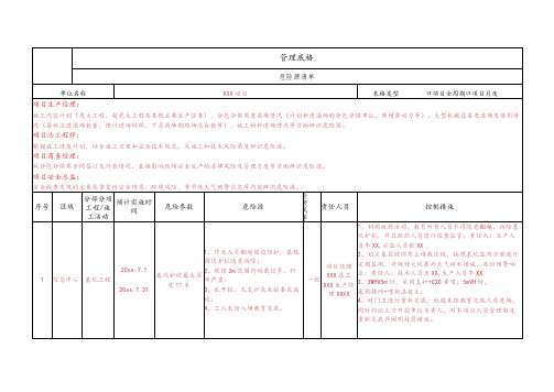 建筑施工危险源清单